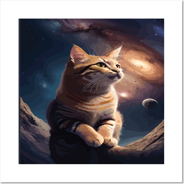 Cosmic Whiskers: Cats in the Universe Wall Art by veddie 